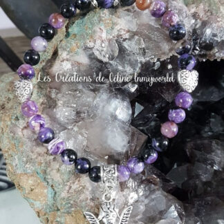 Bracelet en Charoïte avec cœur et ange