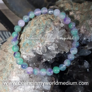 Bracelet en Fluorite Multicolore et perle d'hématite argent