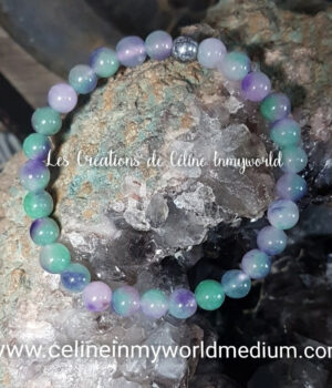 Bracelet en Fluorite Multicolore et perle d'hématite argent