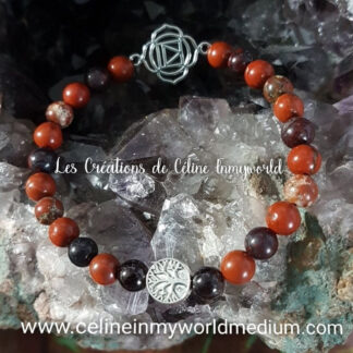 Bracelet pour l'ancrage (chakra racine et arbre de vie) en jaspe rouge