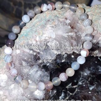 Bracelet en agate à lamelles (agate du Botswana)