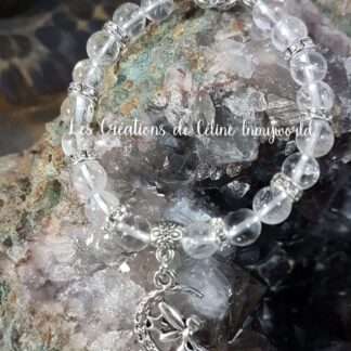 Bracelet en Cristal de Roche avec Lune et Fée