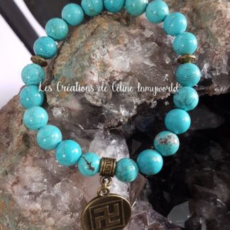 Bracelet en Turquoise avec symbole Svastika