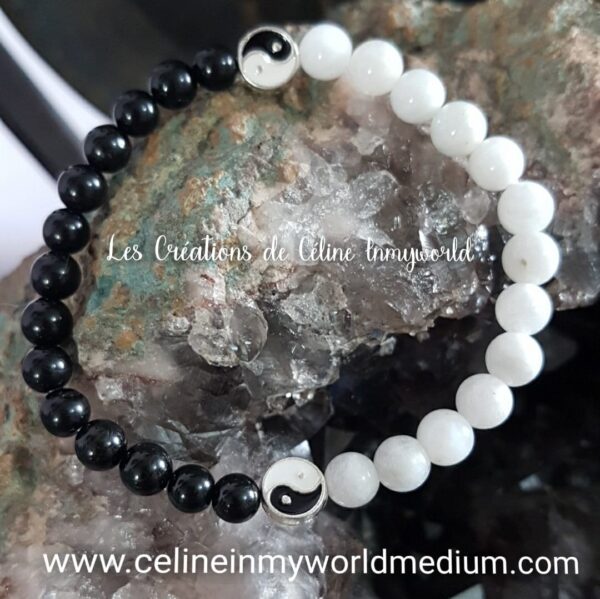 Bracelet Yin & Yang en Shungite et Pierre de Lune