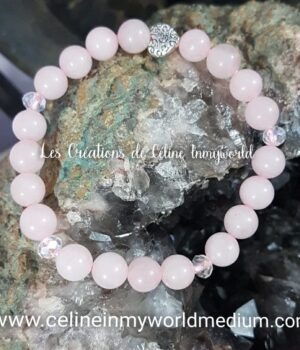 Bracelet pour l'intuition et le chakra du coeur, en quartz rose