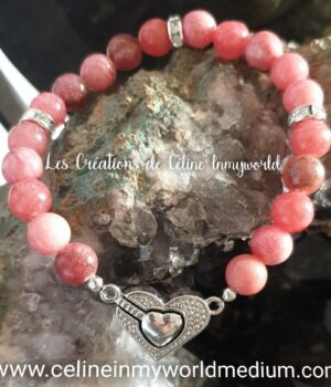 Bracelet Saint Valentin pour le chakra du coeur en Rhodocrosite avec fermoir magnétique