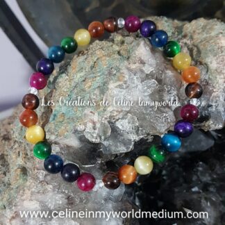 Bracelet des 7 chakras en Oeil-de-tigre (multi-couleurs)