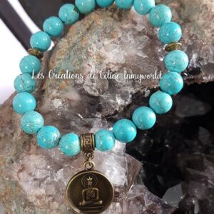 Bracelet seul de protection en Turquoise avec pendentif Bouddha