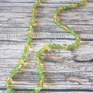 Collier en citrine et olivine (péridot) avec fermoir