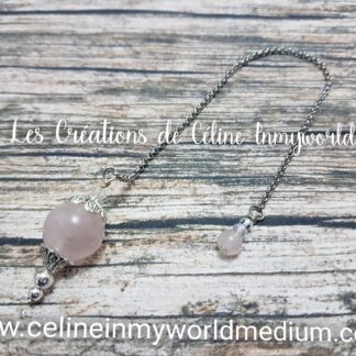 Pendule de radiesthésie confectionné sur-mesure (Modèle unique) en Quartz Rose
