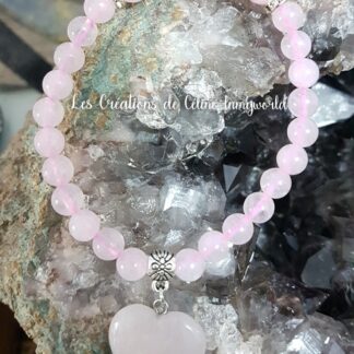 Bracelet en Quartz rose avec coeur pour l'amour