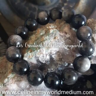 Bracelet de protection contre les attaques spirituelles en Obsidienne argentée