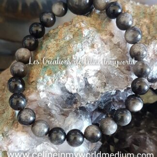 Bracelet de protection en Obsidienne argentée version 2