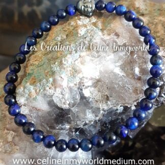 Bracelet de protection en oeil-de-faucon avec Bouddha en Hématite plaquée anthracite