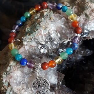 Bracelet des 7 Chakras avec arbre de vie