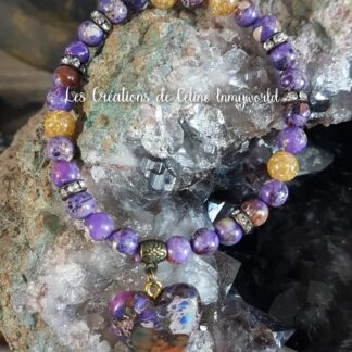 Bracelet en Jaspe Sédiments (et perles de feuilles d'or)