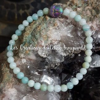 Bracelet en amazonite bleue avec Bouddha