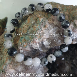 Bracelet pour l'harmonie, pour aider à résoudre les conflits et relier les polarités, en Quartz-tourmaline