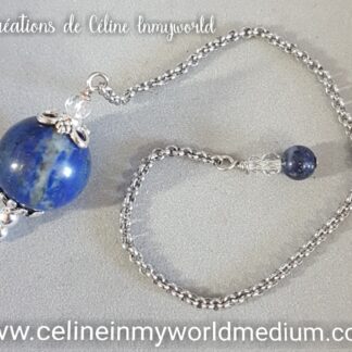 Pendule de radiesthésie confectionné sur-mesure (Modèle unique) en Lapis-lazuli avec calcite