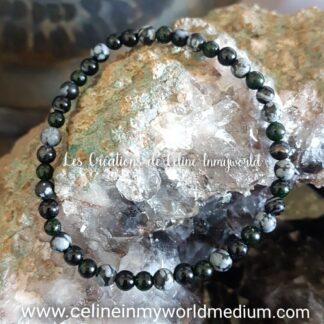 Bracelet pour éliminer les peurs et les blocages psychologiques, en Obsidienne flocons de neige