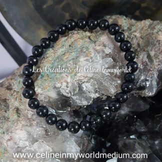 Bracelet pour l'ancrage et atténuer le stress, en Tourmaline noire