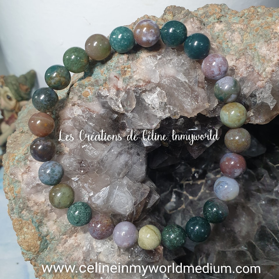 Bracelet pour la chance, l'abondance et le courage, en Agate Indienne