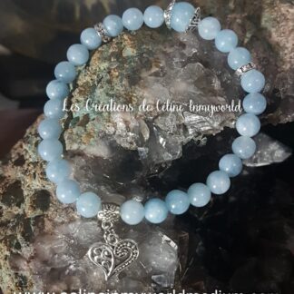 bracelet pour la clairvoyance et la sérénité avec pendentif coeur