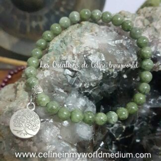 Bracelet pour attirer la chance et le bonheur, en Jade avec Arbre de vie