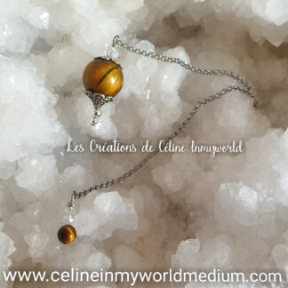 Pendule de radiesthésie confectionné sur-mesure. (Modèle unique) en Oeil-de-tigre pour aiguiser les sens