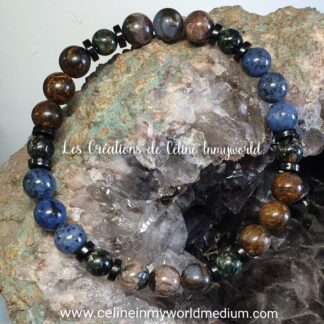 Bracelet pour le lâcher-prise, en Bronzite, Séraphinite, Dumortiérite et Vulcanite