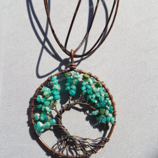 Pendentif Arbre de vie bronze en Amazonite