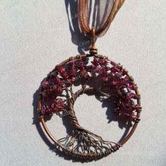 Pendentif Arbre de vie bronze en Grenat (Pyrope)
