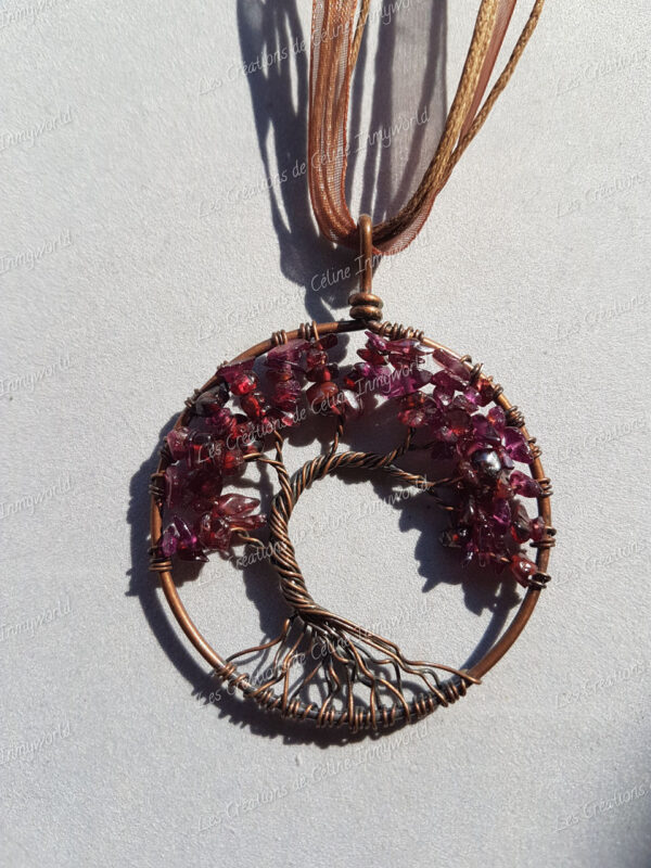 Pendentif Arbre de vie bronze en Grenat (Pyrope)