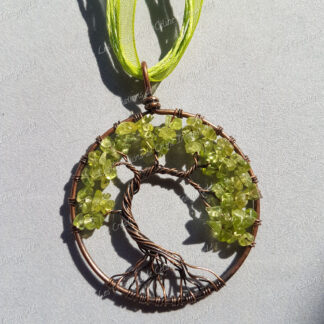 Pendentif Arbre de vie bronze en Olivine
