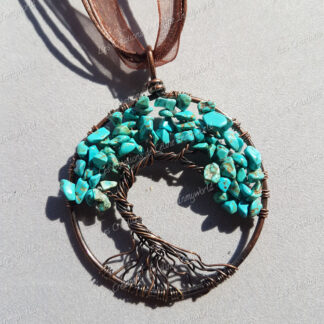 Pendentif Arbre de vie bronze en Turquoise