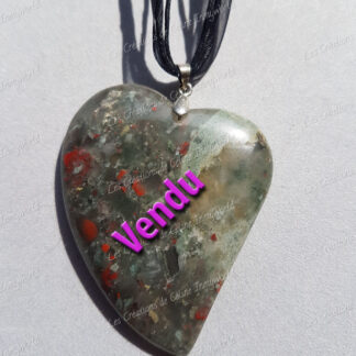 Pendentif Coeur en Jaspe volcanique