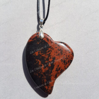 Pendentif Cœur en Obsidienne Acajou