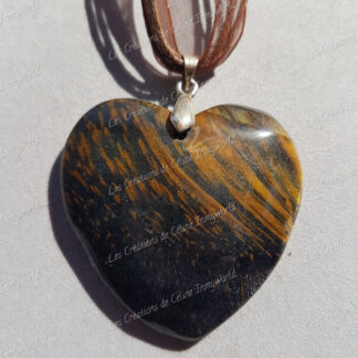 Pendentif Cœur en Œil de tigre (1)
