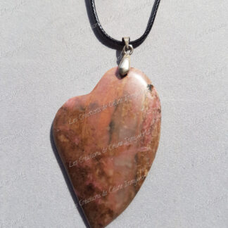 Pendentif Cœur en Rhodonite (1)