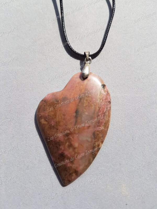 Pendentif Cœur en Rhodonite (1)