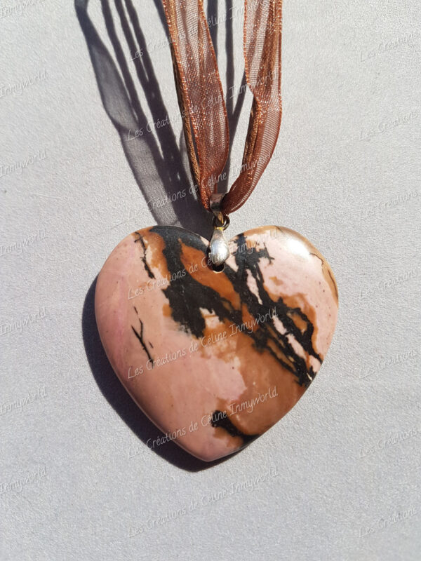 Pendentif Cœur en Rhodonite (2)