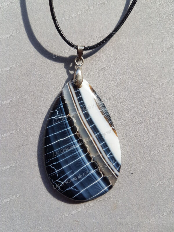 Pendentif goutte en Agate du Botswana (2)