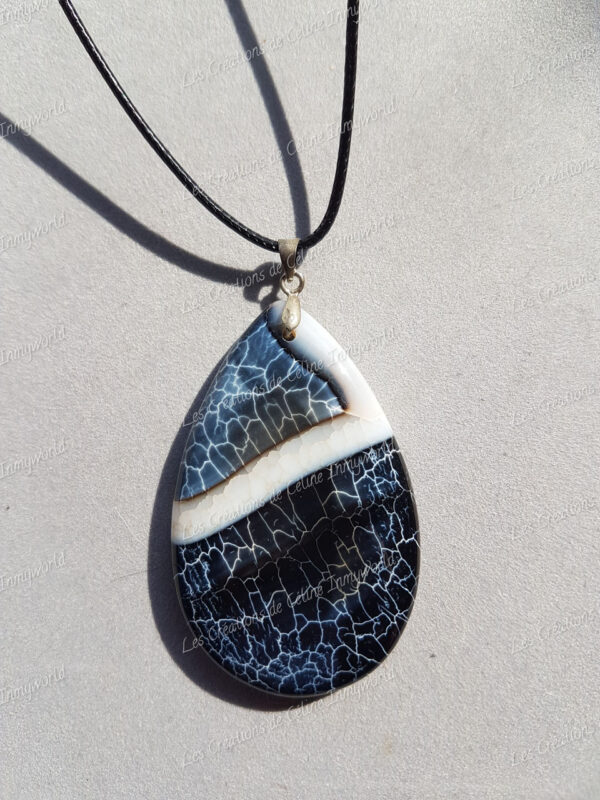 Pendentif goutte en Agate du Botswana (4)