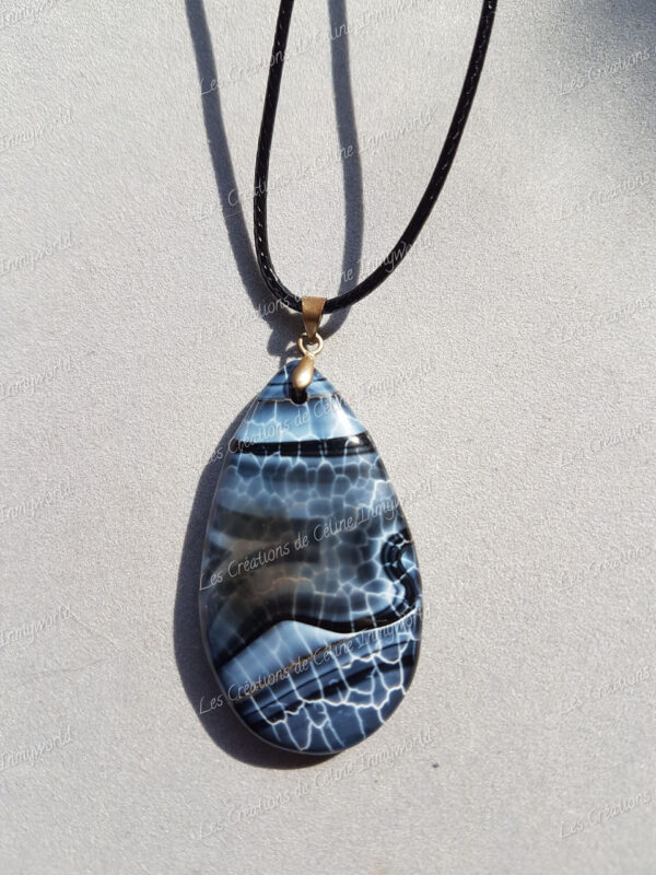 Pendentif goutte en Agate du Botswana (6)