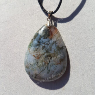 Pendentif goutte en Agate Mousse (1)