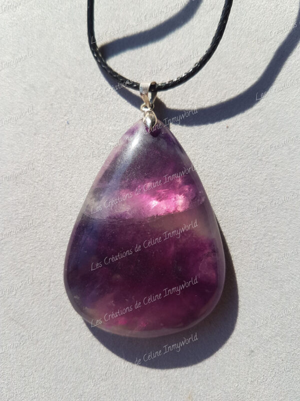 Pendentif goutte en Fluorite violette (2)