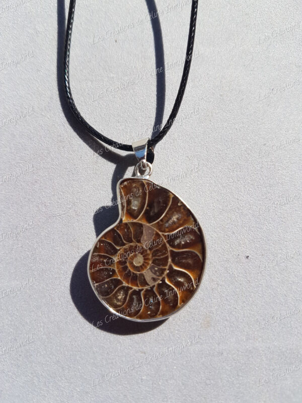 Pendentif pierre brute en ammonite