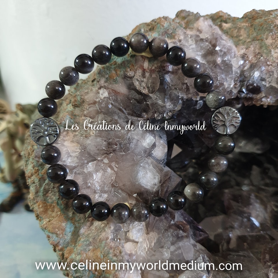 Bracelet Obsidienne Homme - Équilibre énergétique, Réglable 19-24cm - Unisexe Yoga Fitness - Cadeau élégant