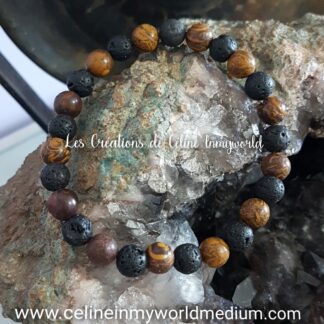 Bracelet pour le travail sur soi, en Pierre de lave et Ophite
