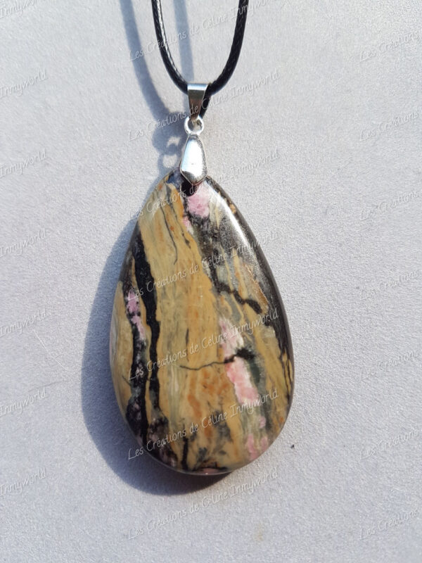 Pendentif goutte en Rhodonite (1)